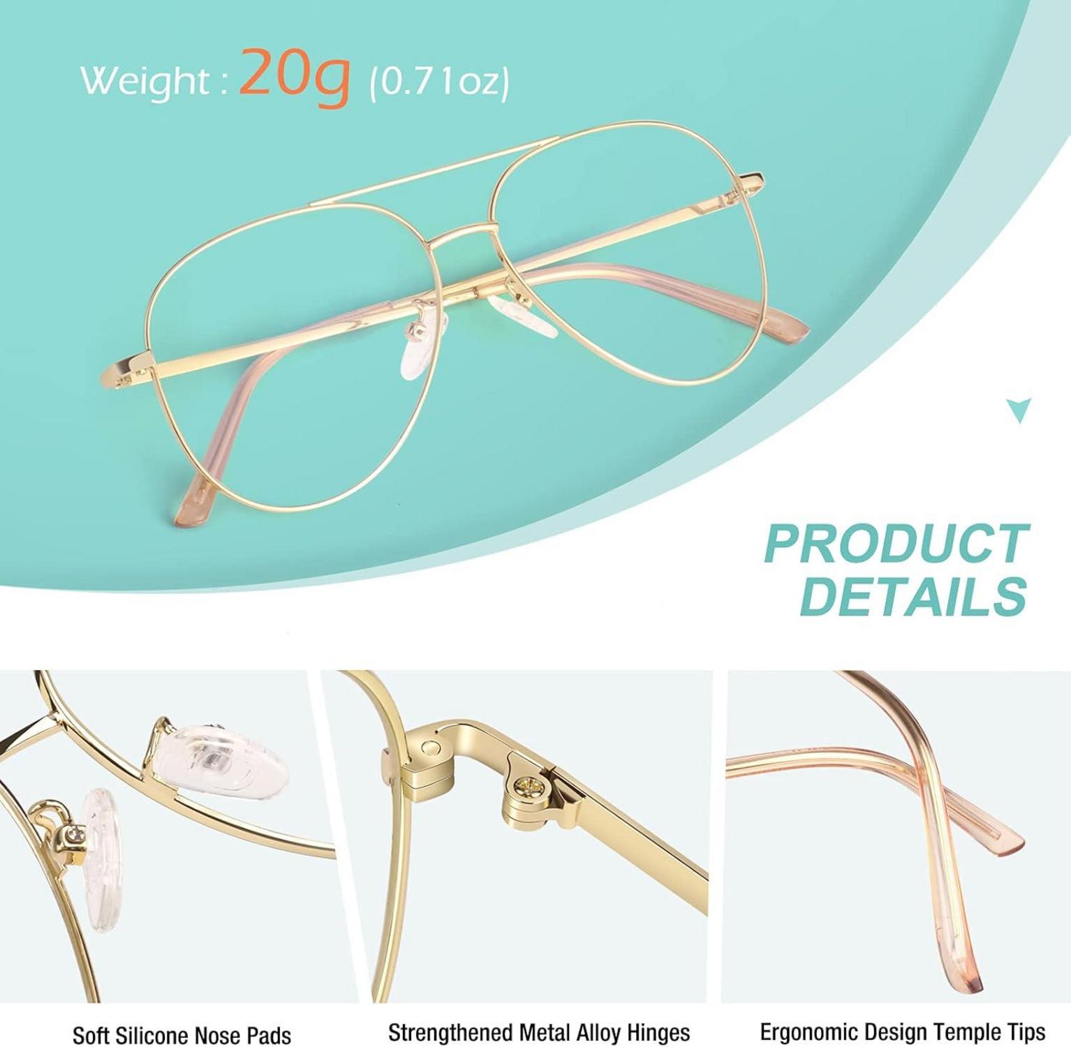 Pilotenbrille UV400 Metallrahmen Retro Stil Fake Brille