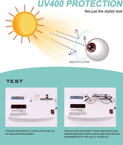 GQUEEN Pilot Stil Damen Herren Retro Brille Metallrahmen UV400