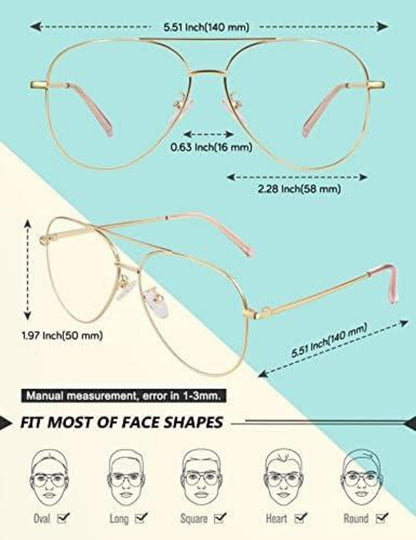 Pilotenbrille Retro Fake Brille Metallrahmen UV400 für Damen und Herren