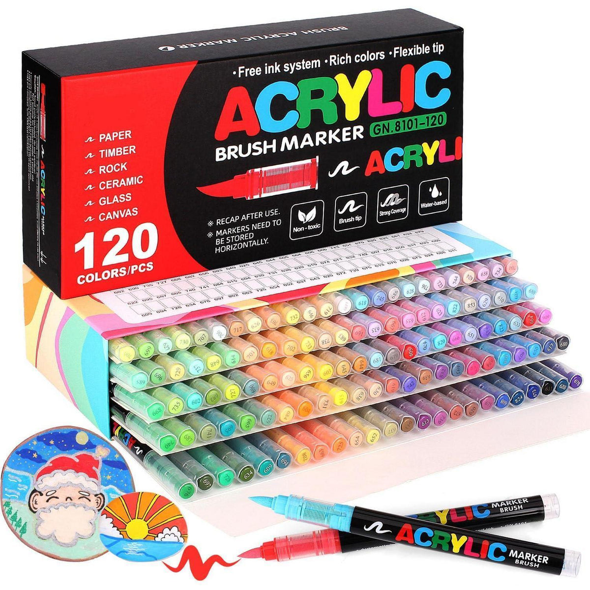 120 Acrylstifte Set – Wasserfest, Brush Tip, Vielseitig