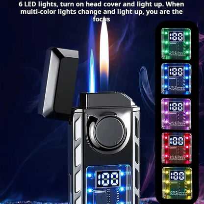 Dual Flame Lighter, Colored Lights, Jetflame, Adjustable Flame, Refillable Butane Gift