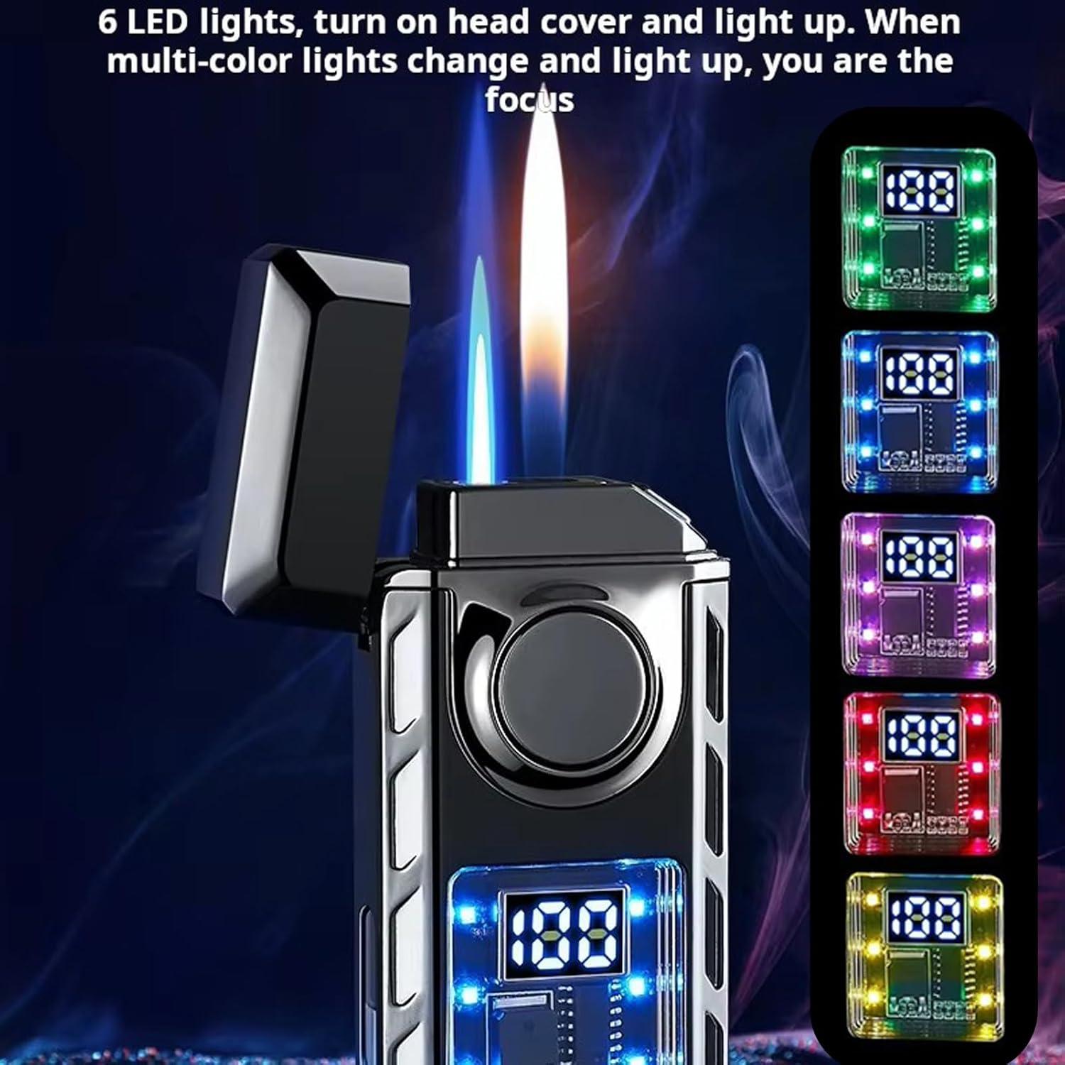 Multi-Functional Dual Flame Lighter, Jetflamme, Einstellbare Flamme, Nachfüllbar
