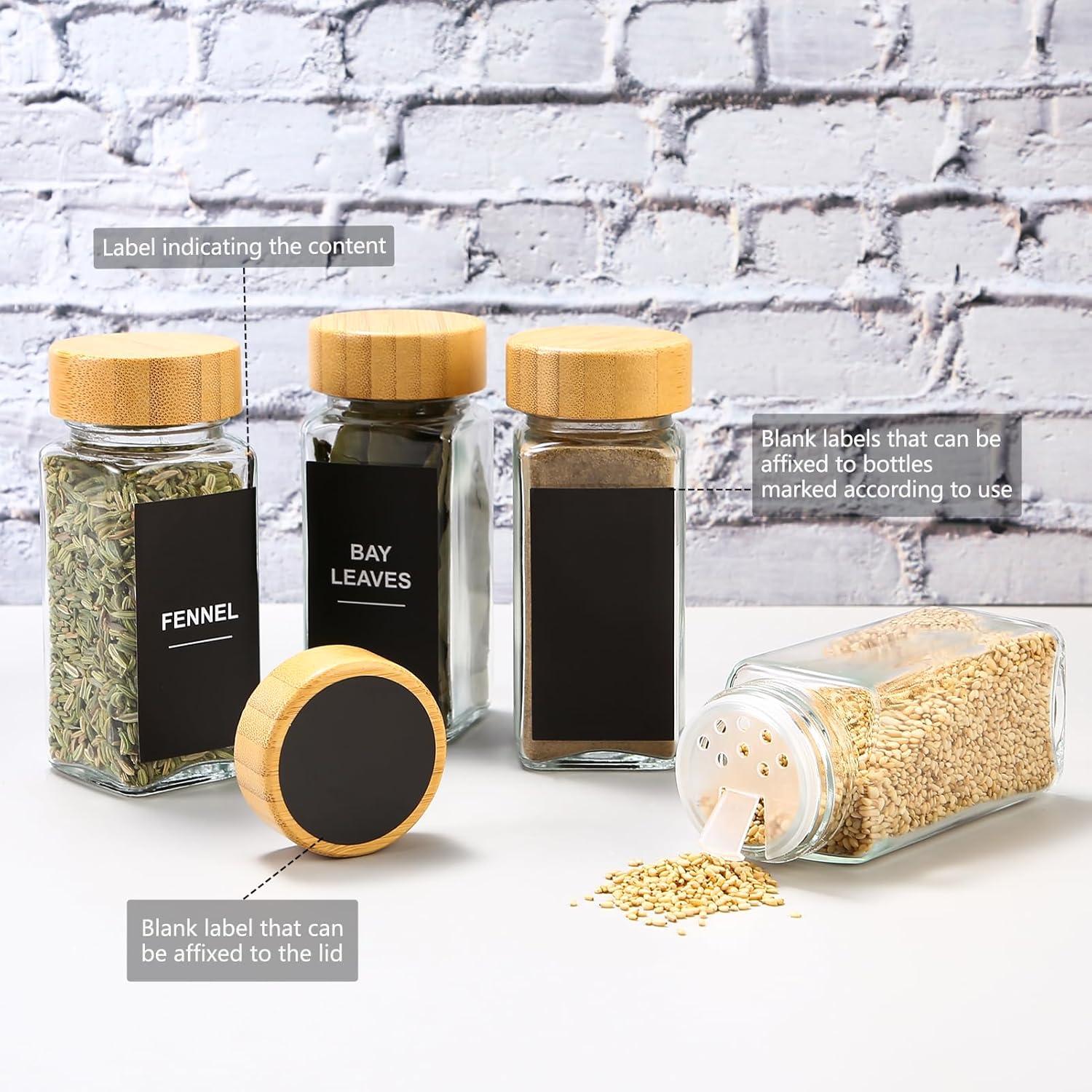 24tlg. Gewürzgläser Set 120ml quadratisch mit Streueinsatz, Etiketten