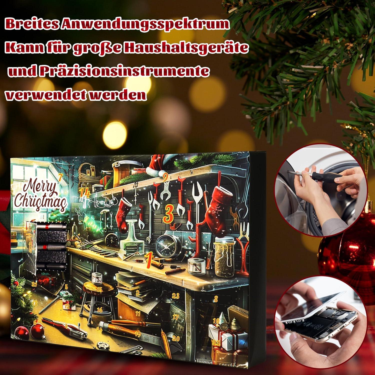 Jeasona Männer Adventskalender Werkzeug 2024 Weihnachtskalender 2024 - 34-teiliges Ratschen-Schraubendreher-Set