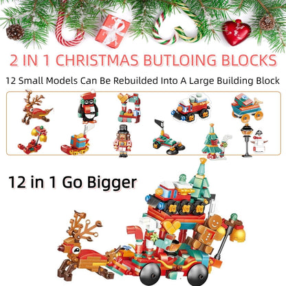 Adventskalender 2024 Weihnachts Bausteine 24 Schachteln Weihnachts-Countdown Adventskalender
