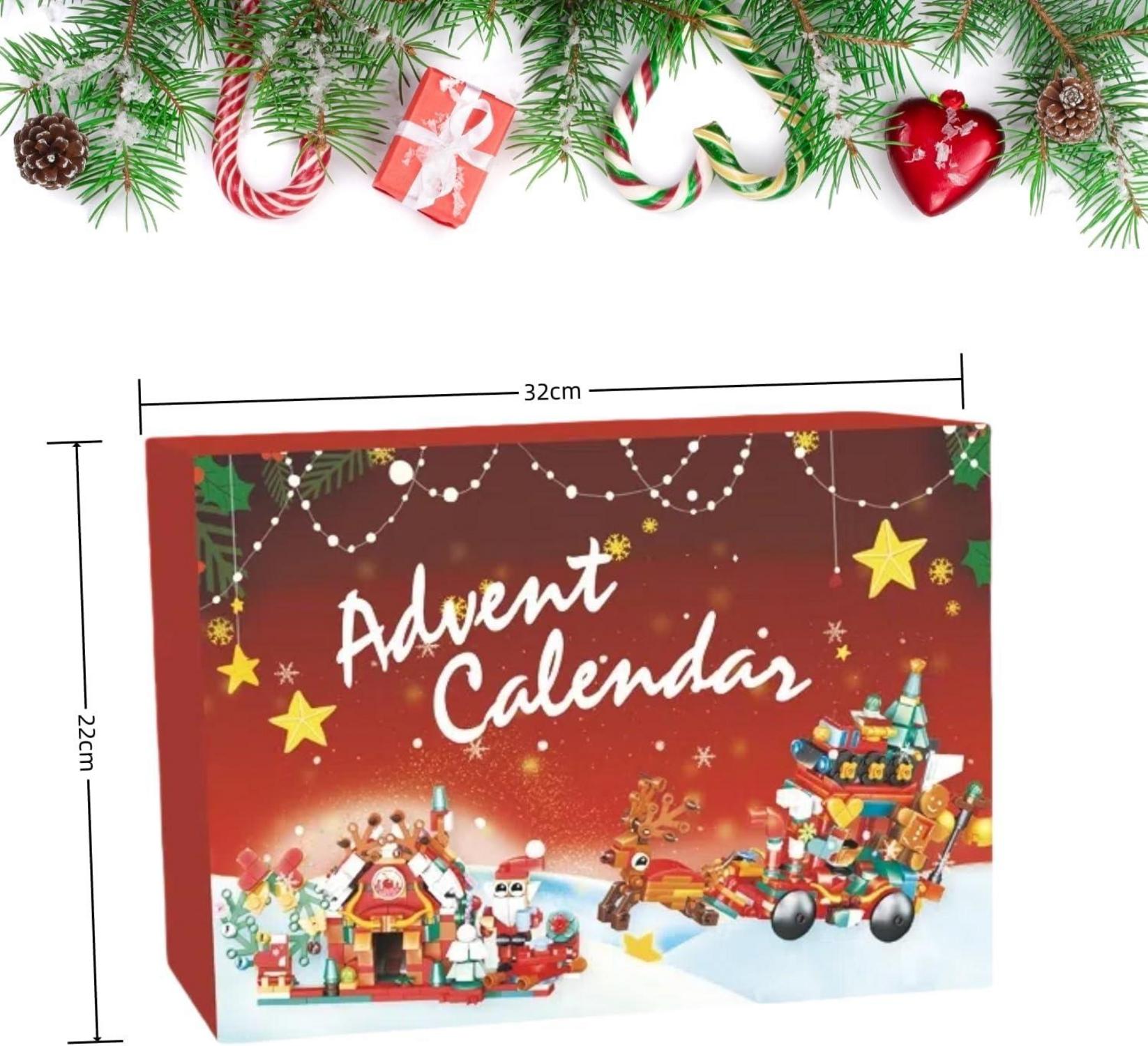 Adventskalender 2024 Weihnachts Bausteine 24 Schachteln Weihnachts-Countdown Adventskalender
