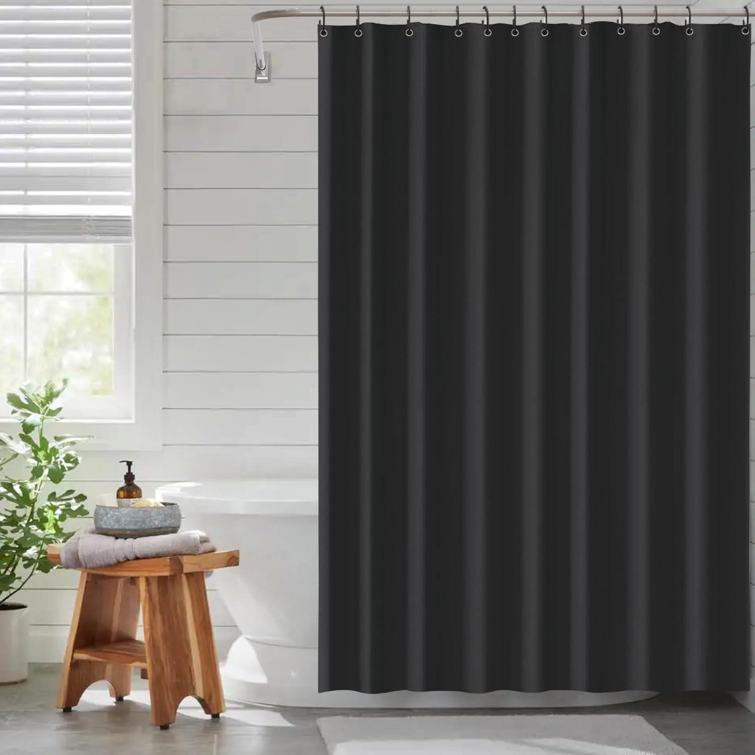 Duschvorhang Schwarz 120x200 cm Anti-schimmel Wasserdicht mit 8 Haken