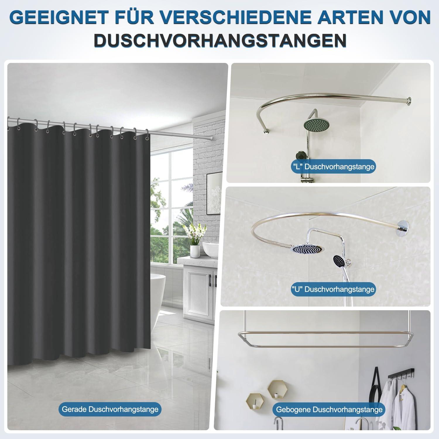 Funria Duschvorhang Schwarz 120x200cm Eva Anti-schimmel wasserdicht Badezimmer