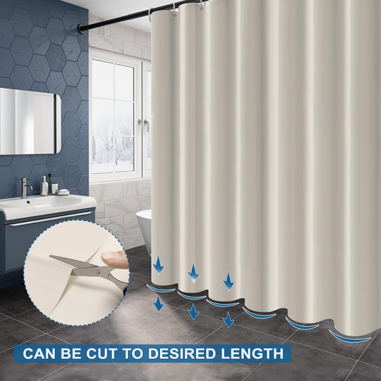 Funria Duschvorhang Beige 180x200 cm Anti-schimmel Wasserdicht inkl. 12 Ringe