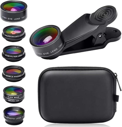 Handy Objektiv Kit 7 in 1 Universal Lens Set Fischaugen Weitwinkel