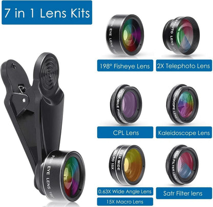 Handy Objektiv Kit 7 in 1 Universal Lens Set Fischaugen Weitwinkel