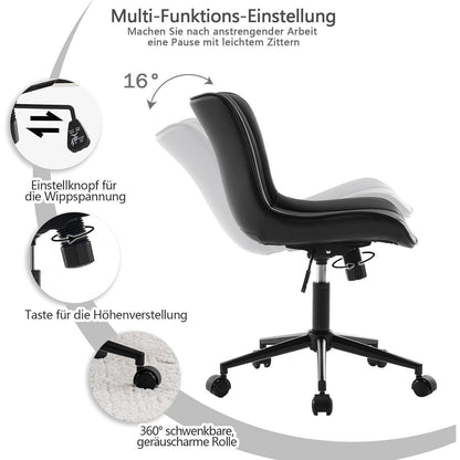 Ergonomischer Bürostuhl in Lederoptik und Wippfunktion, bis 136 kg belastbar