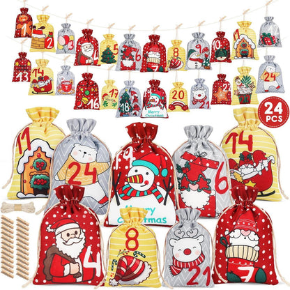 Adventskalender zum Befüllen 24 Weihnachtskalender Säckchen Stoff