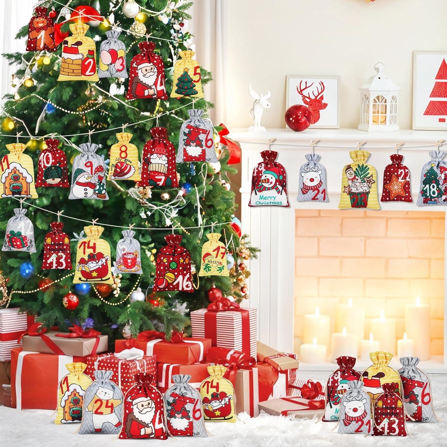 Adventskalender zum Befüllen 24 Säckchen Weihnachtskalender Stoff Kinder