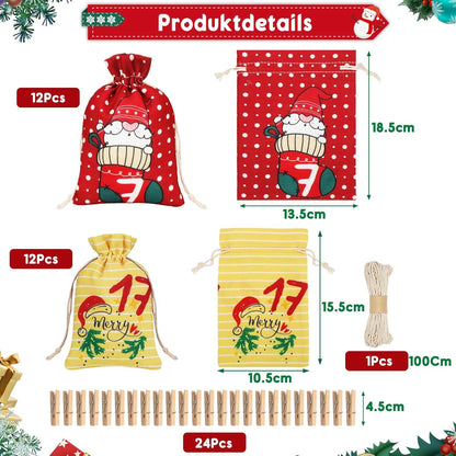 Adventskalender 24 Tüten Kinder Weihnachtskalender Groß Stoff