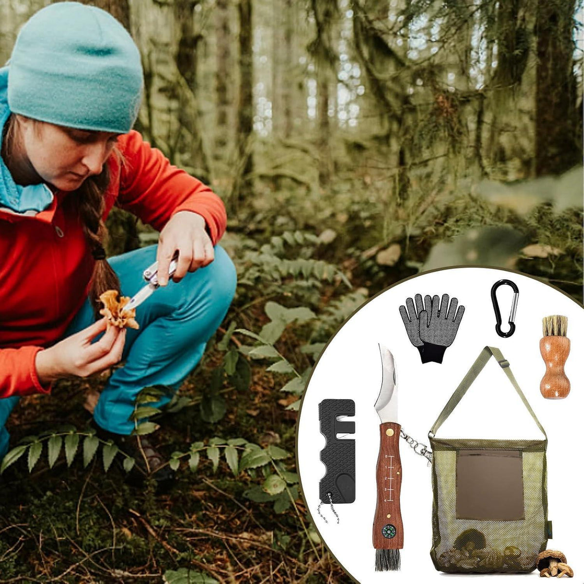 Pilzmesser Set mit Bürste, Lineal & Handschuhen