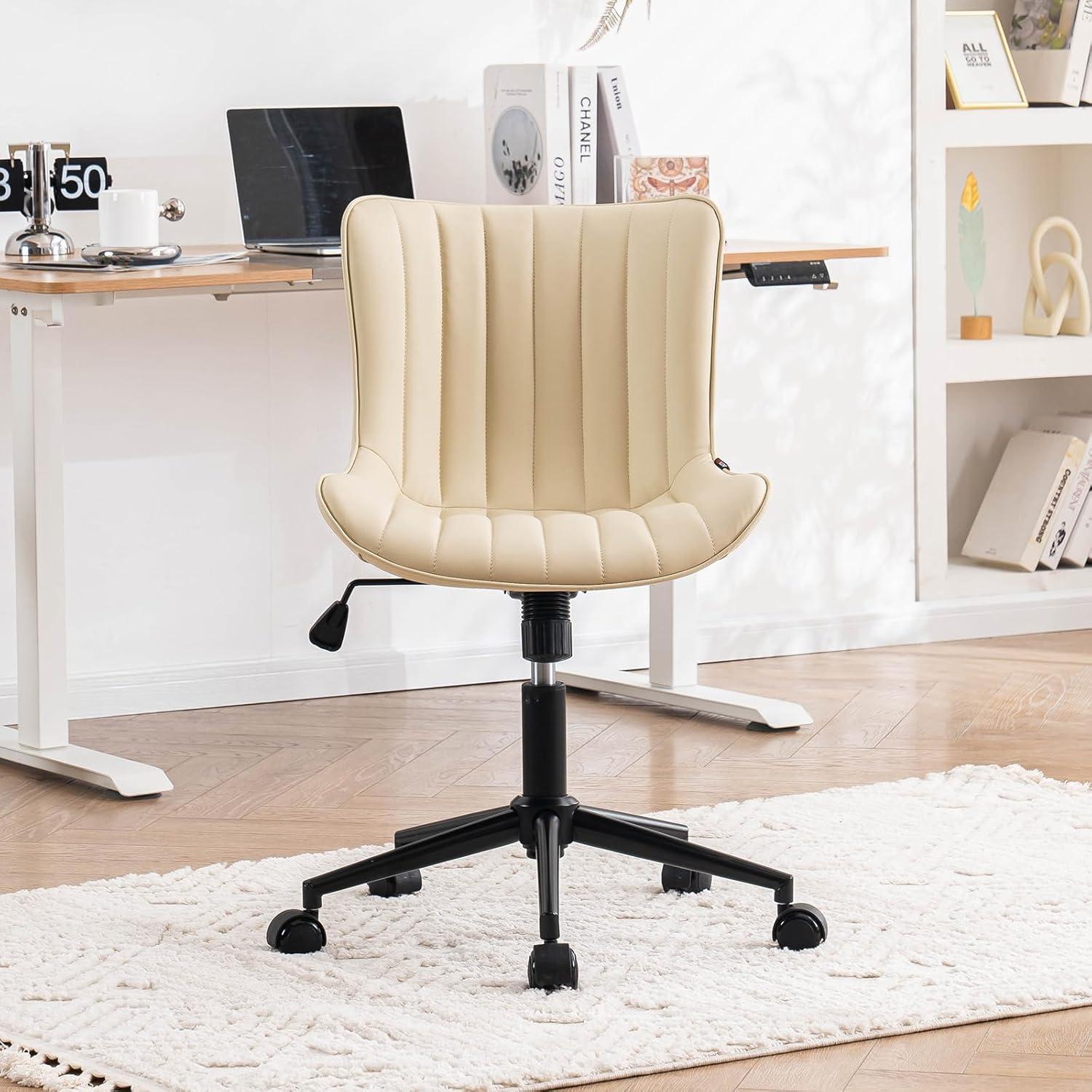 Ergonomischer Bürostuhl PU-Leder Rollen Höhenverstellbar Wippfunktion