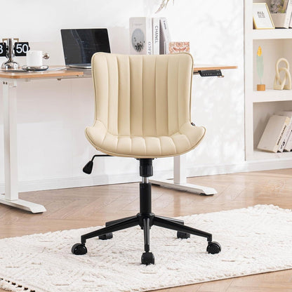 Ergonomischer Bürostuhl PU-Leder Rollen Höhenverstellbar Wippfunktion