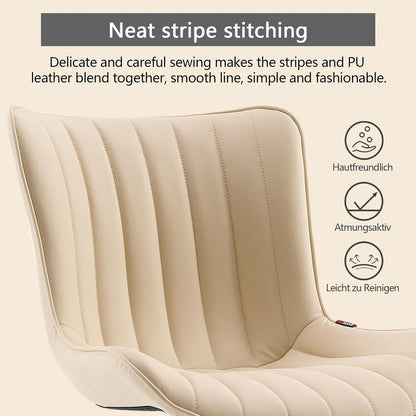 YOUTASTE Bürostuhl Ergonomisch Höhenverstellbar PU-Leder Drehstuhl 136 kg Beige