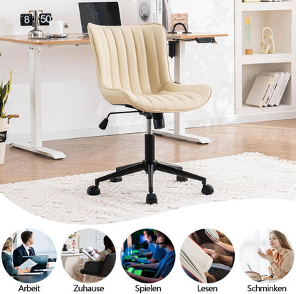 YOUTASTE Bürostuhl Ergonomisch Höhenverstellbar PU-Leder Drehstuhl 136 kg Beige