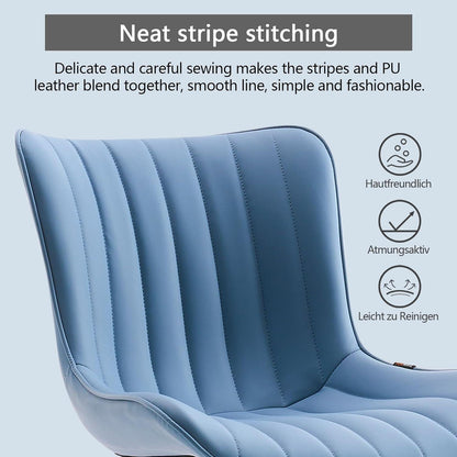 YOUTASTE Bürostuhl Ergonomisch PU-Leder Blau 136 kg Belastbar