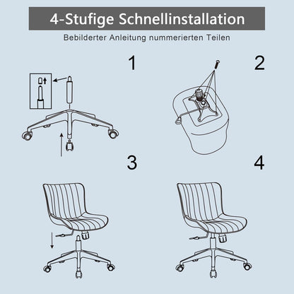 Ergonomischer Bürostuhl PU-Leder Blau Höhenverstellbar 136 kg