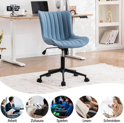 YOUTASTE Bürostuhl Ergonomisch PU-Leder Blau 136 kg Belastbar