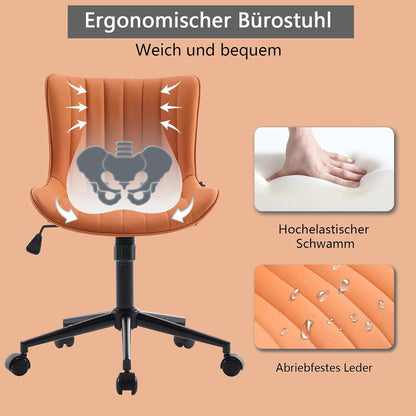 Ergonomischer Bürostuhl 136kg Höhenverstellbar PU-Leder & Rollen