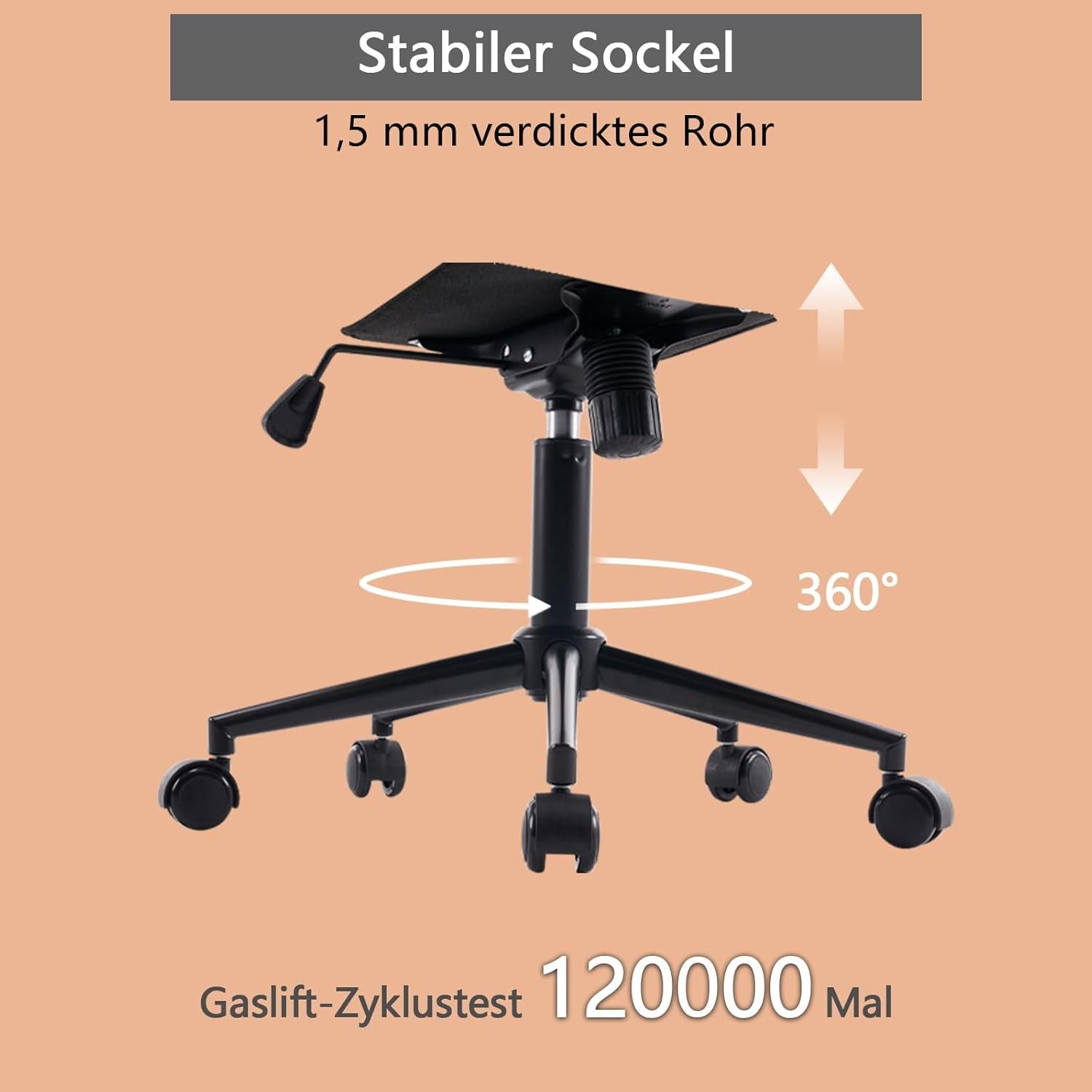 Ergonomischer Bürostuhl Höhenverstellbar mit PU-Leder Drehstuhl Kamel