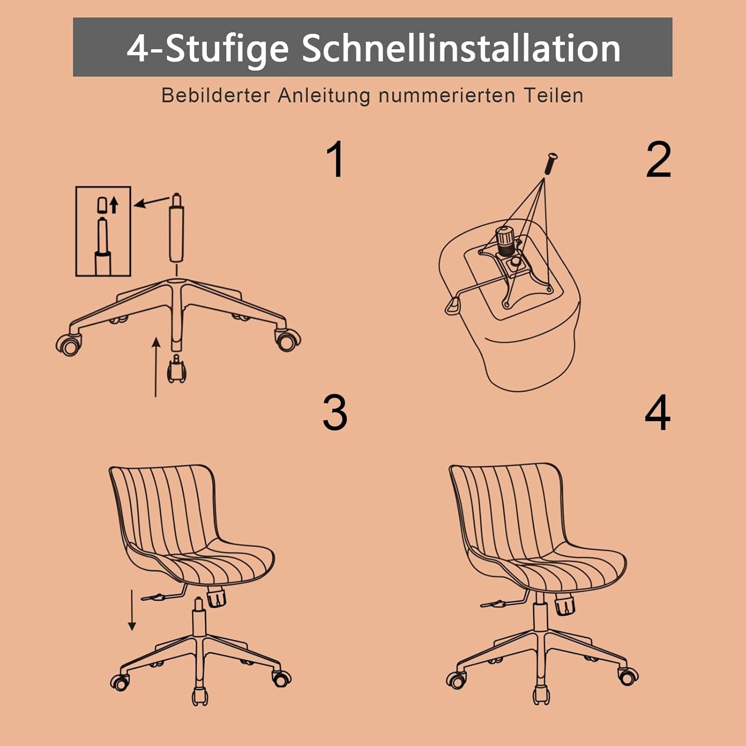 Ergonomischer Bürostuhl Höhenverstellbar mit PU-Leder Drehstuhl Kamel