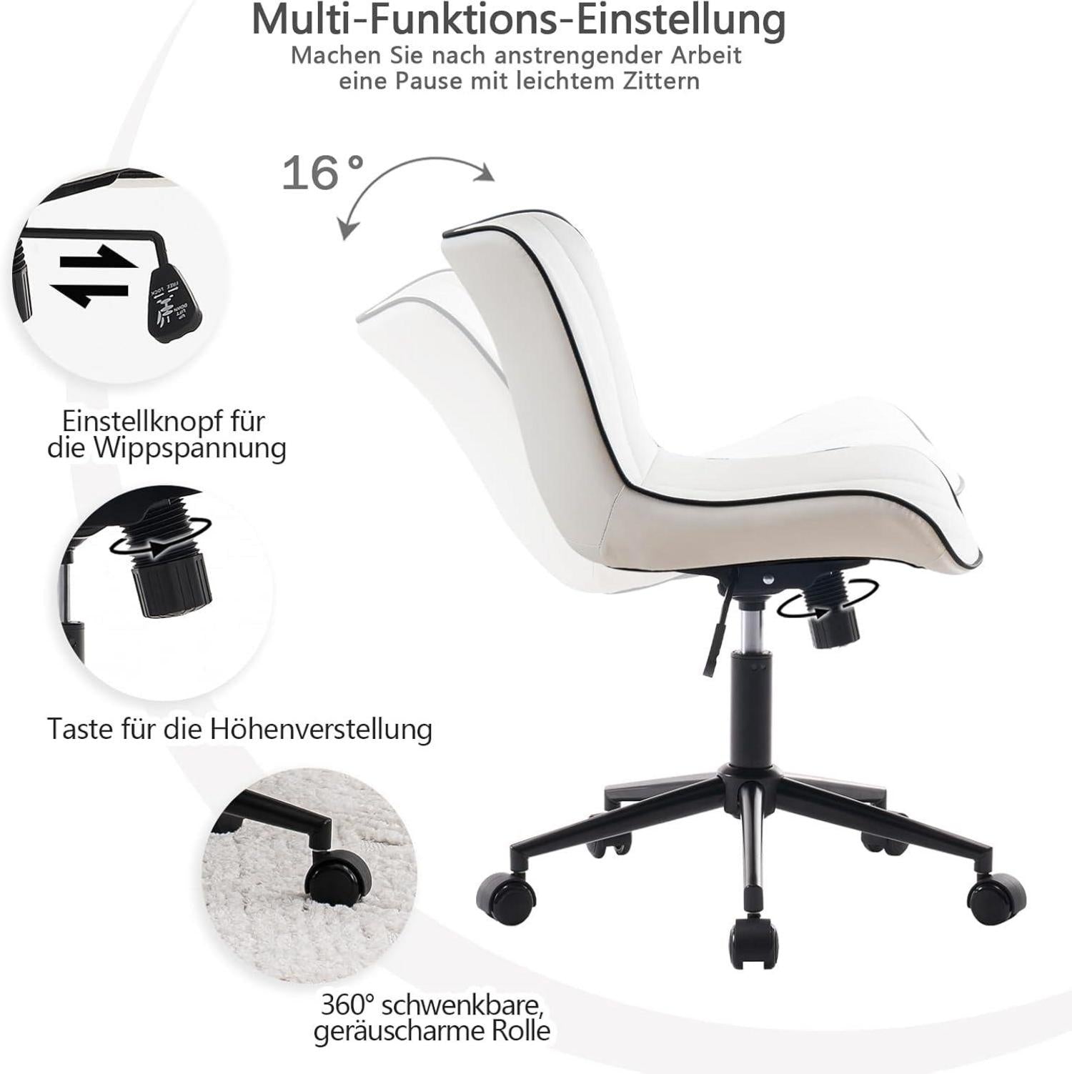 Bürostuhl Ergonomisch Höhenverstellbar PU-Leder Rollen Drehstuhl