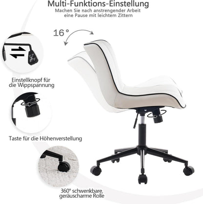 Bürostuhl Ergonomisch Höhenverstellbar PU-Leder Rollen Drehstuhl