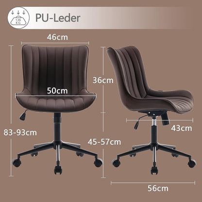 Ergonomischer Bürostuhl in Lederoptik, Wippfunktion, 136 kg belastbar, Braun