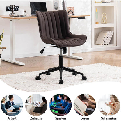 Ergonomischer Bürostuhl in Lederoptik, Wippfunktion, 136 kg belastbar, Braun