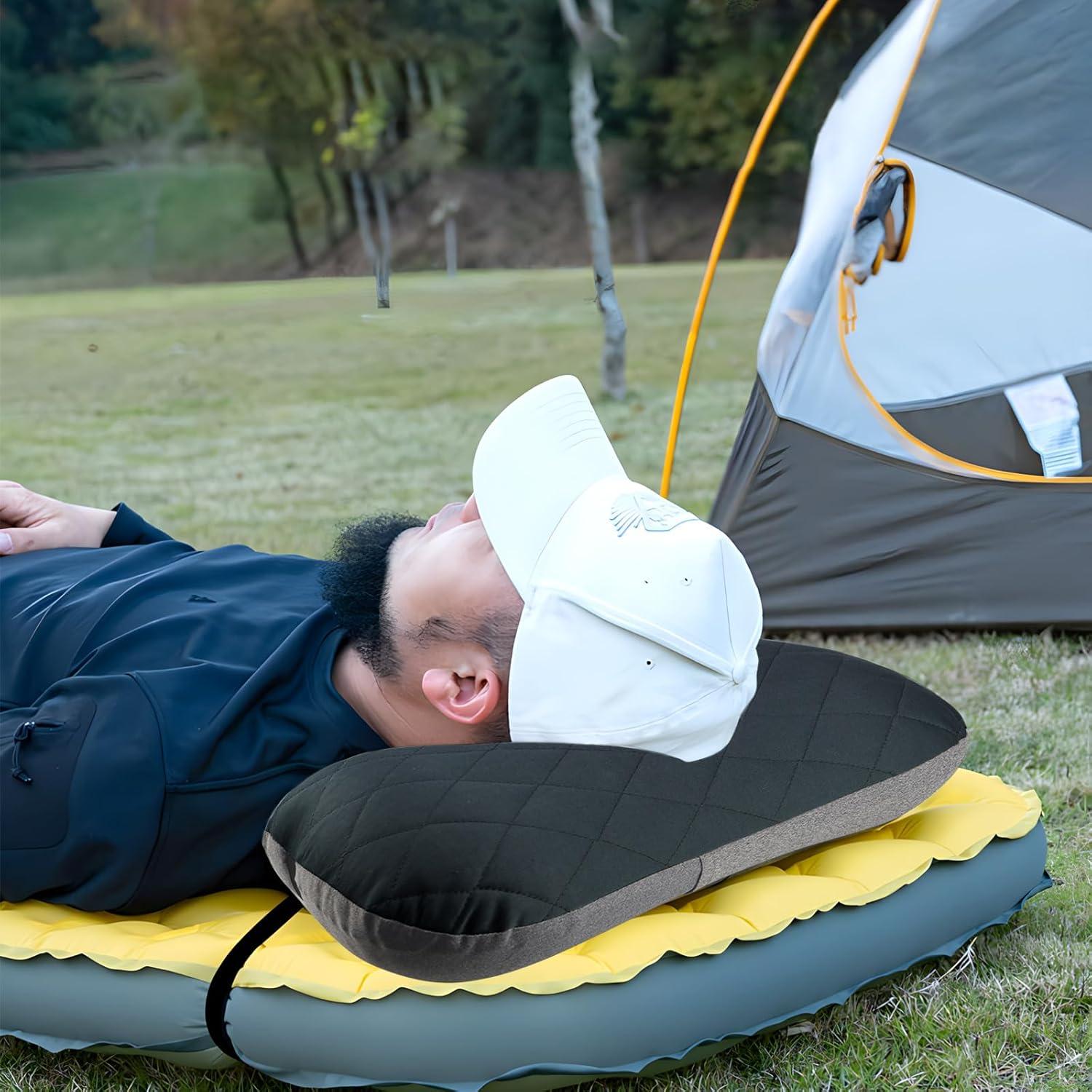 Aufblasbares Camping-Kopfkissen Reisekissen TPU Grau