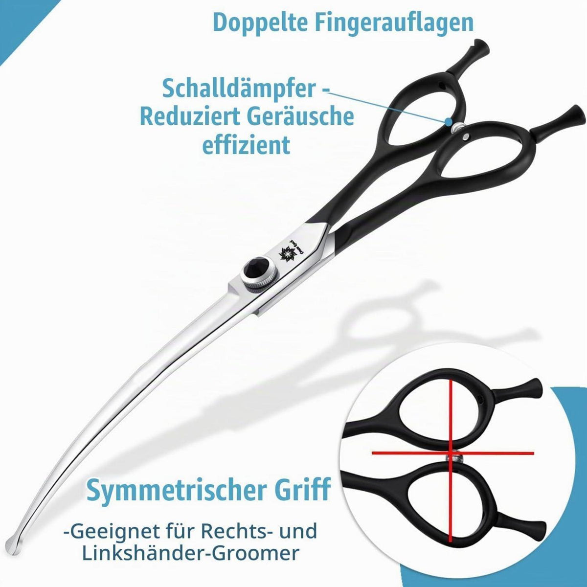 8 Zoll Gebogene Fellschere für Hunde & Katzen – Ergonomisch & Sicher