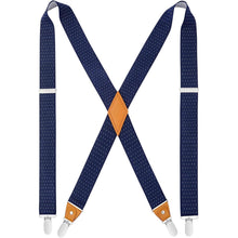 Herren Hosenträger X-Form 3,5cm Marineblau Polka Dot mit 4 Clips