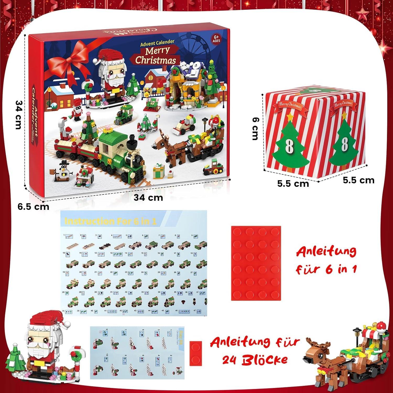 Adventskalender 2024 Weihnachts Blöcke Geschenk für Kinder
