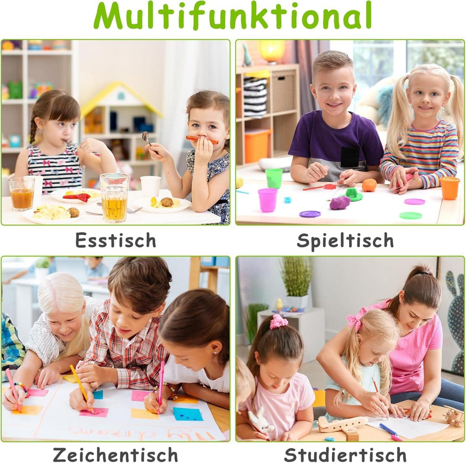 Kindertisch mit Stühlen Höhenverstellbar Plastik Grau