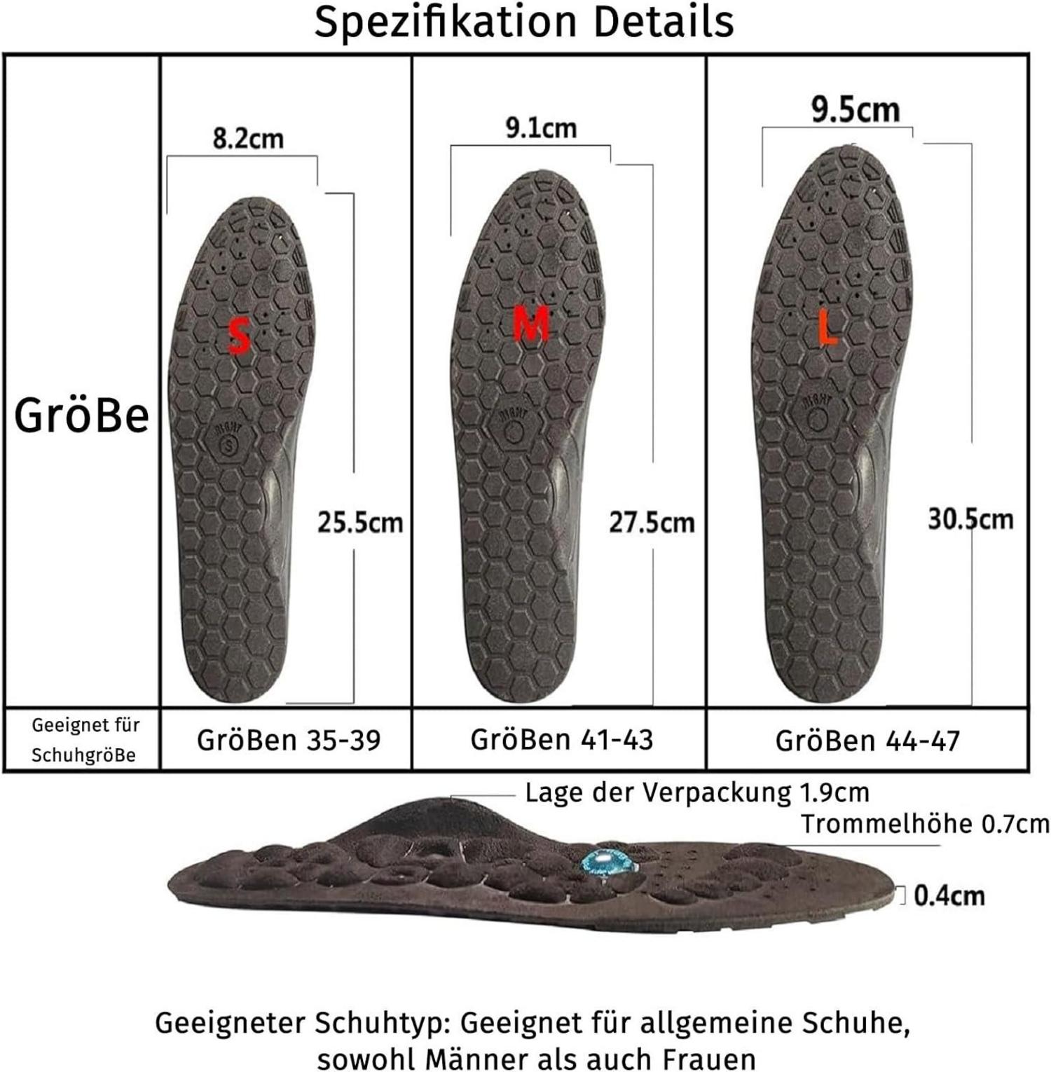 Magnetische Einlegesohlen Akupunktur Orthopädisch Fußmassage