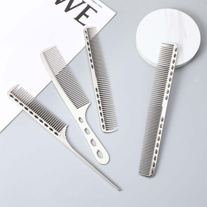 4er Set Aluminium Friseurkamm Metall Silber Haarpflege Herren Frauen