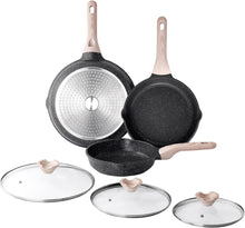 3-teiliges Bratpfannen-Set mit Deckel, Granit Beschichtung, Induktion