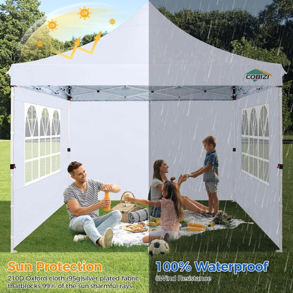 COBIZI Faltpavillon 3x3 Wasserdicht mit Seitenwänden und Sandsack, Pop up Partyzelt - UV-Schutz 50+ für Hochzeiten im Freien