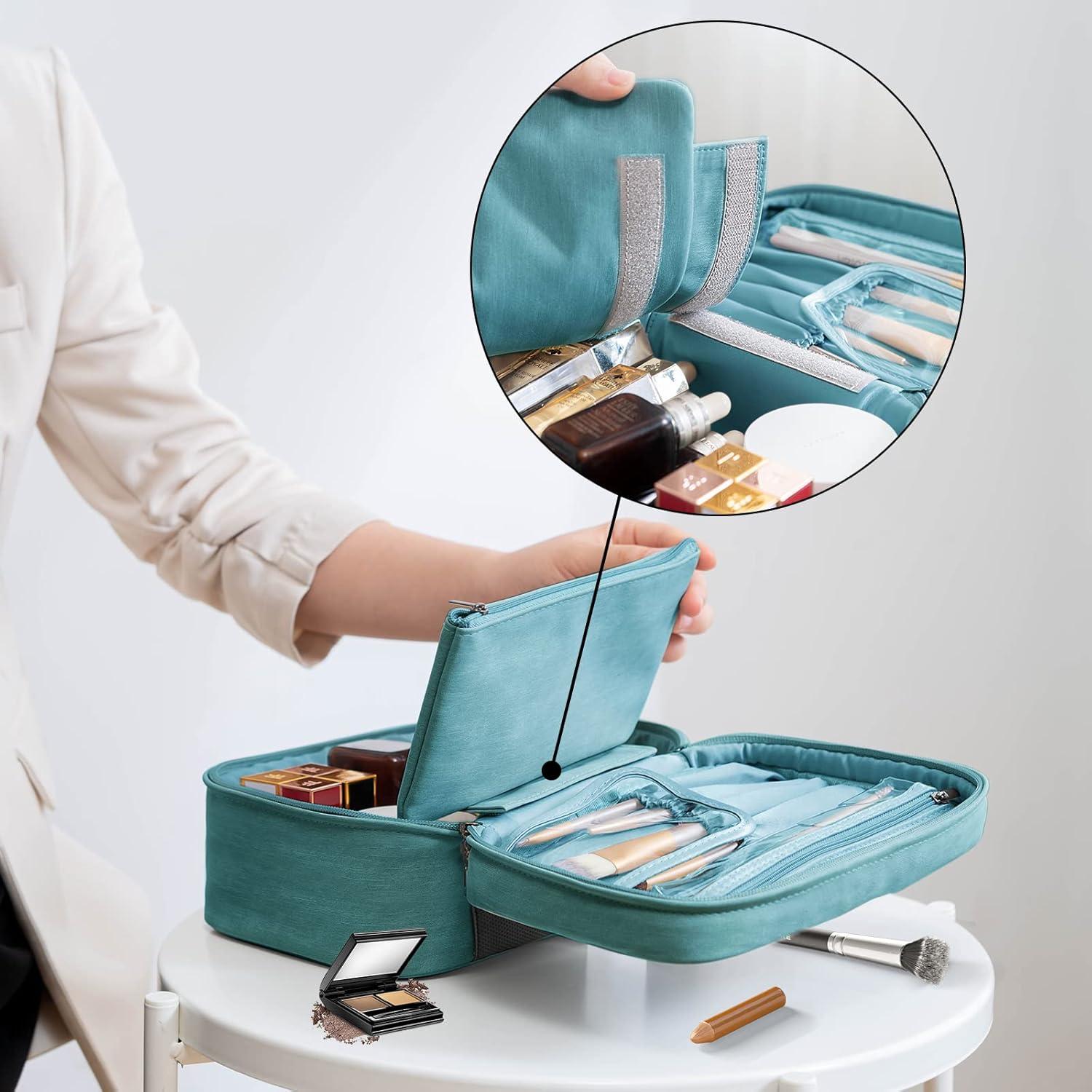 IGOLUMON Kosmetiktasche Damen Reise Make-up Kulturbeutel Blau-grün