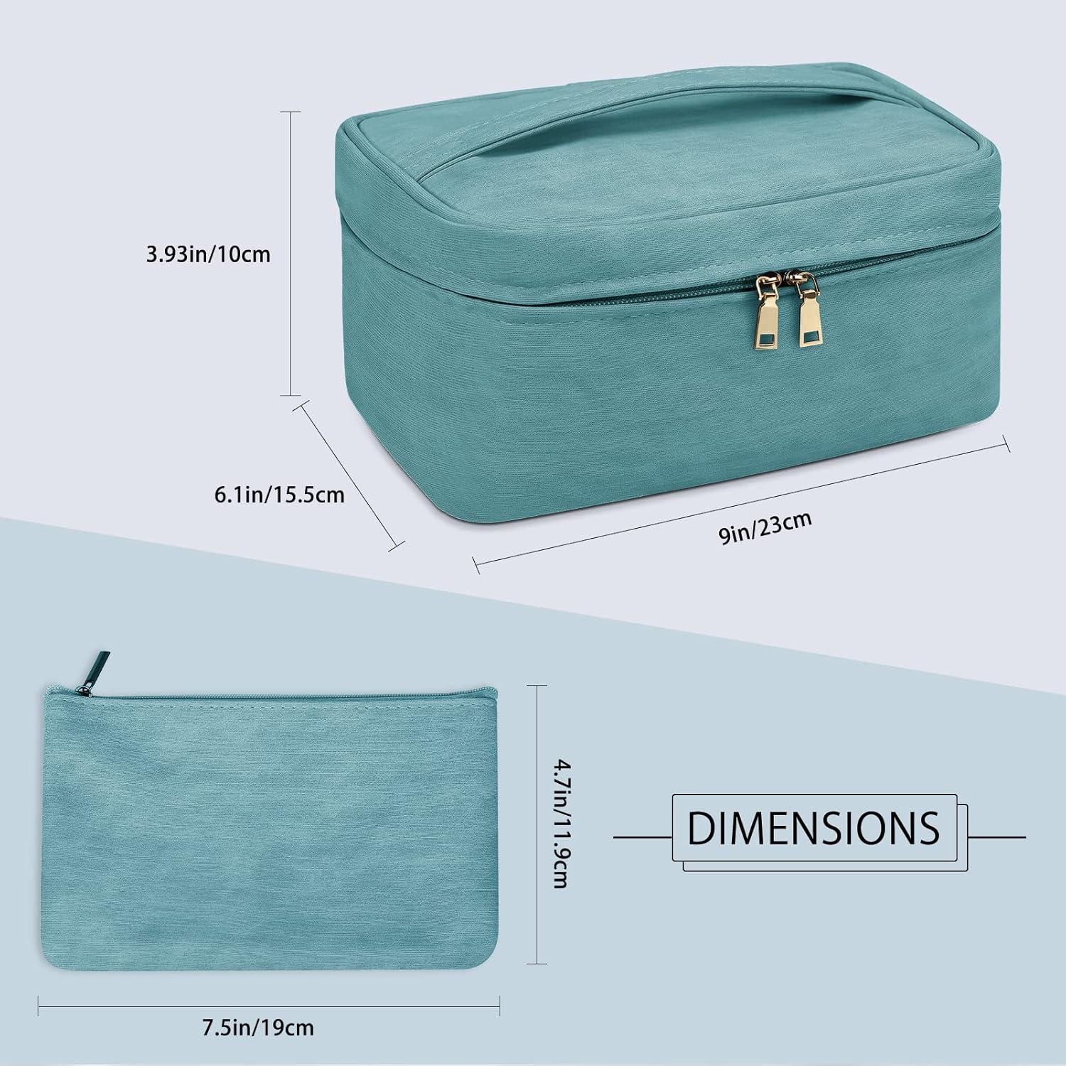 Große Wasserdichte Kosmetiktasche Reise Make-up Tasche Damen Blau Grün