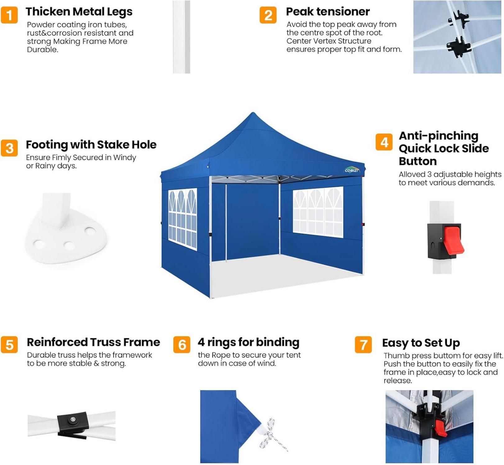 Faltpavillon Wasserdicht Stabil Winterfest Pop-up 3x3 Gartenpavillon