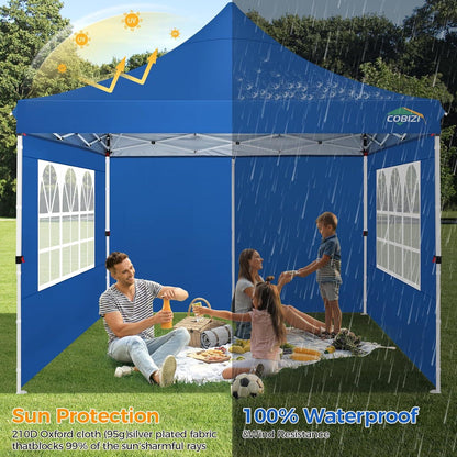 COBIZI Faltpavillon 3x3 Wasserdicht Stabil Winterfest mit Seitenwänden & Sandsack Blau