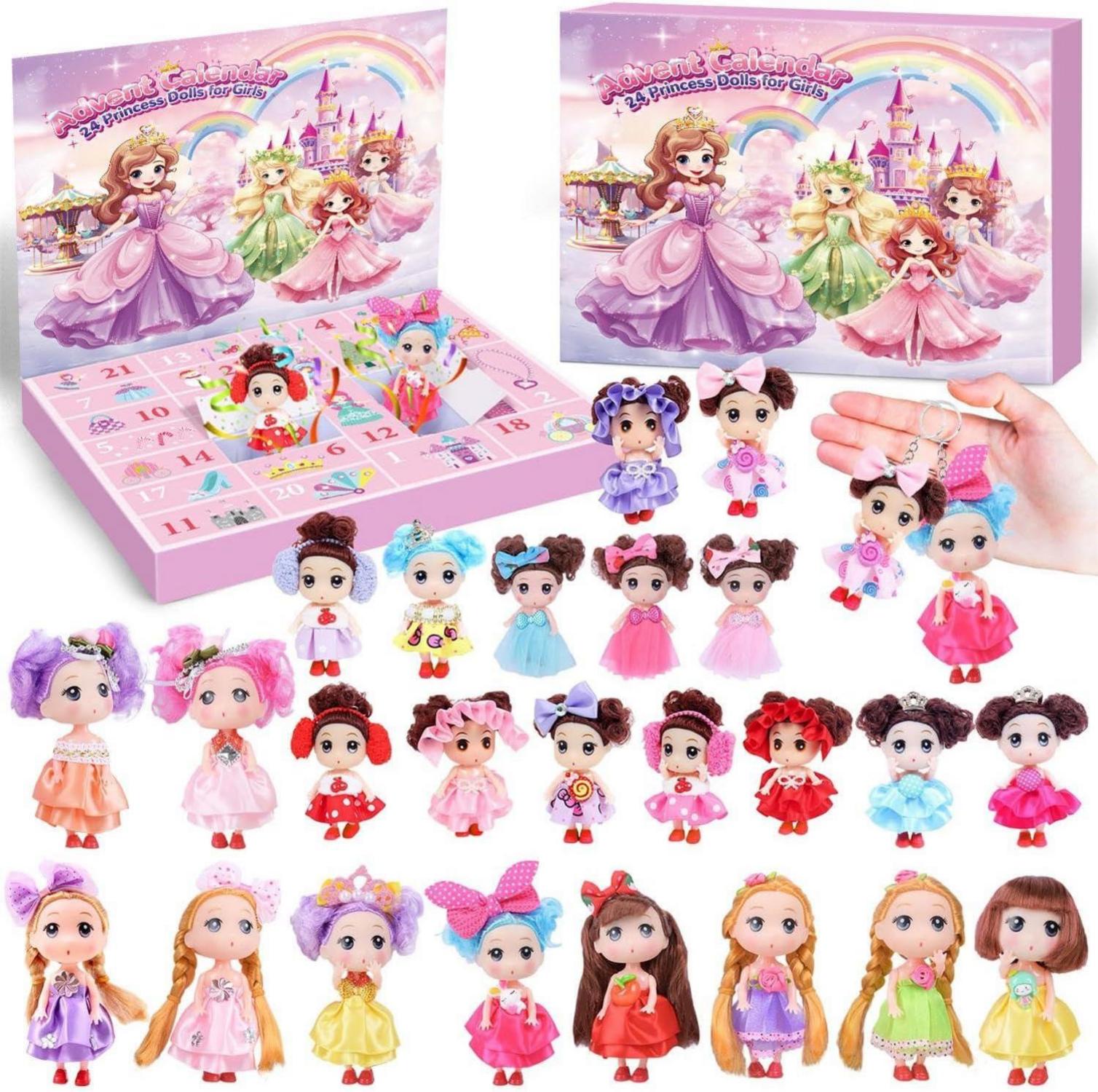 Adventskalender Mädchen Prinzessinnenpuppen Weihnachtsgeschenk 2024