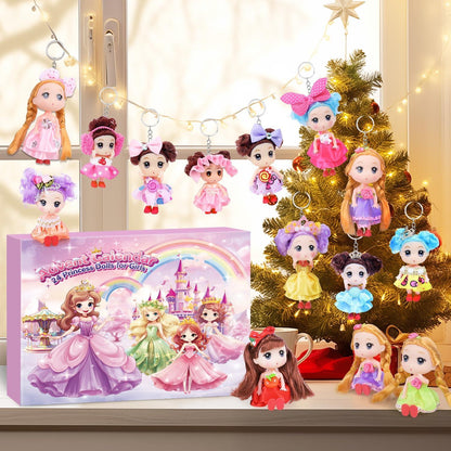Adventskalender 2024 Prinzessinnenpuppen für Mädchen Kinder Weihnachtsgeschenk