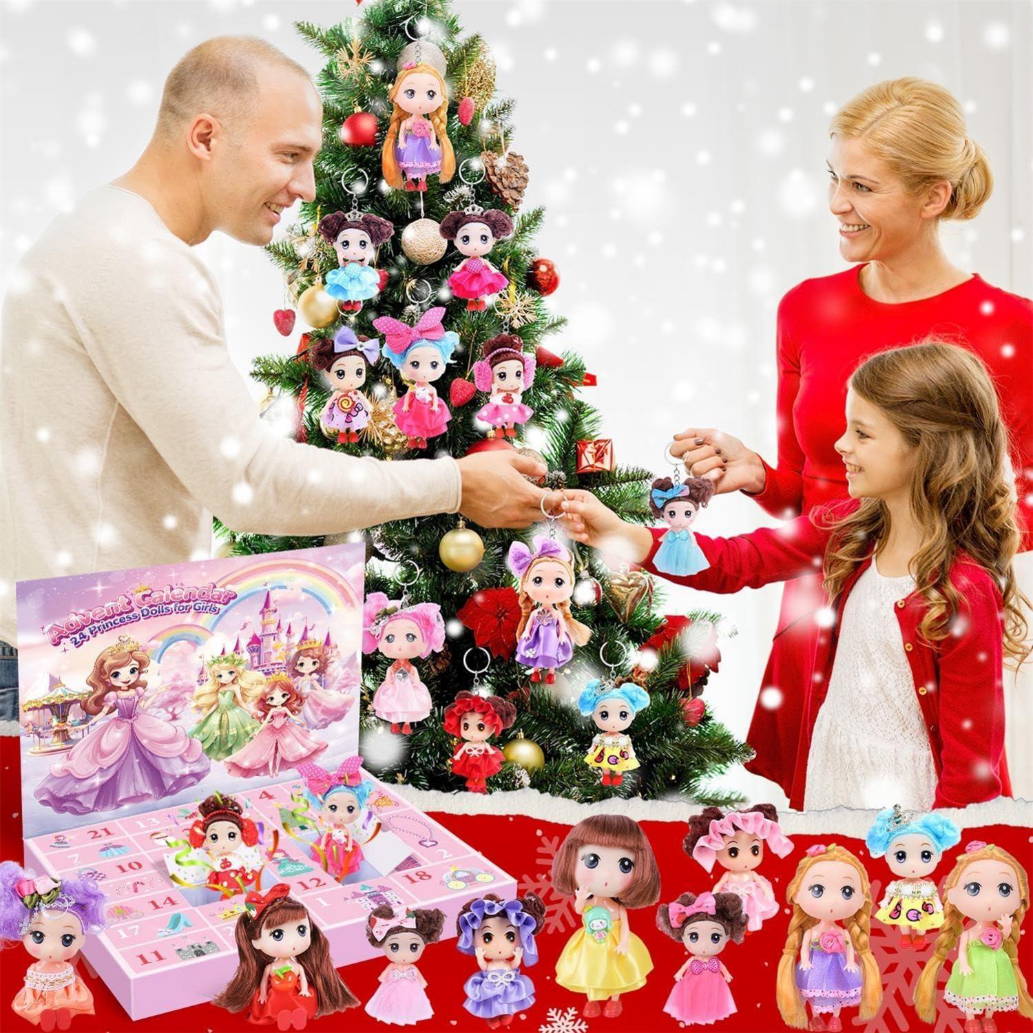 Adventskalender Prinzessinnenpuppen 2024 Mädchen Kinder 24 Überraschungen